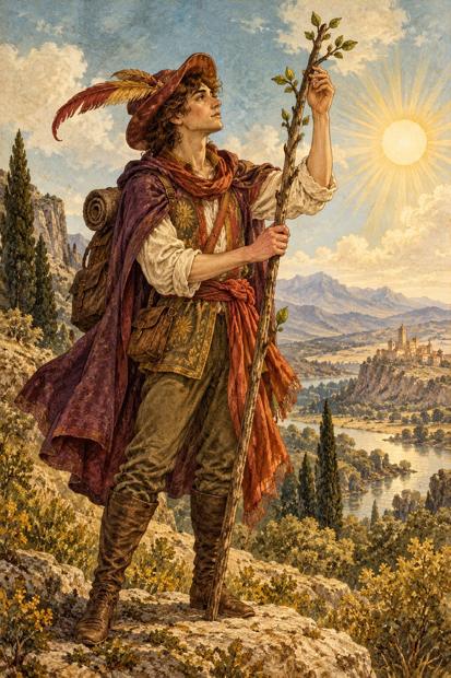 Ilustração artística de Cavaleiro de Paus