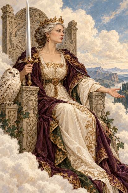 Ilustração artística de Rainha de Espadas