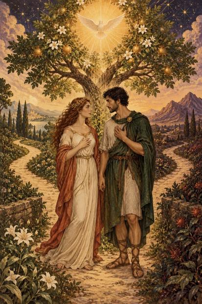 Ilustração artística de Os Enamorados
